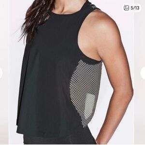 Lululemon Athletica shine Bright Reflective Black Tank Top with White Accents